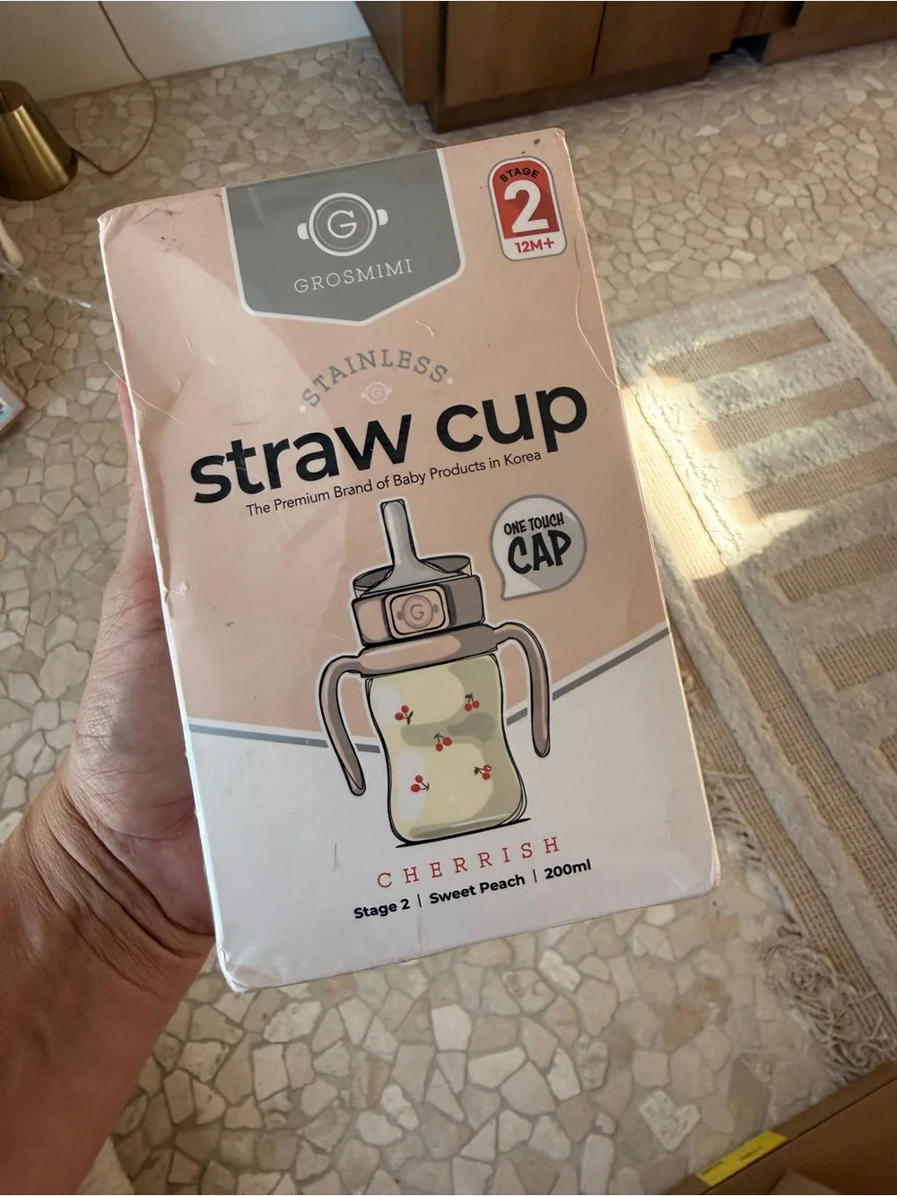 GrosmimStainless Steel Baby Straw Cup - cherry - Insulated Spill-Proof Sippy
